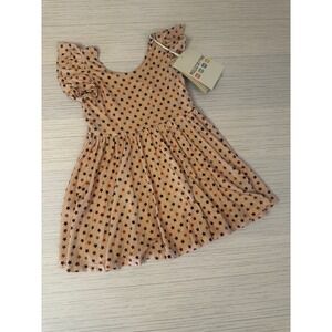 Macaron + Me Toddler Girls Star Print Flutter Sleeve Bamboo Dress Peach 2T NWT